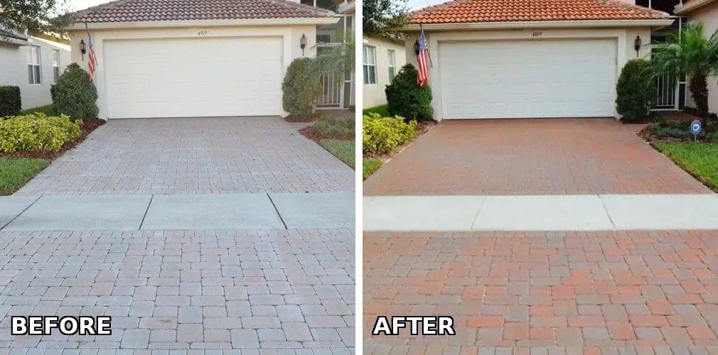 Brick Driveway Cleaning by BlueLine Services