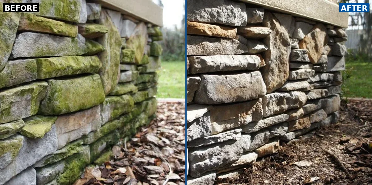 Stone Wall Cleaning by BlueLine Services