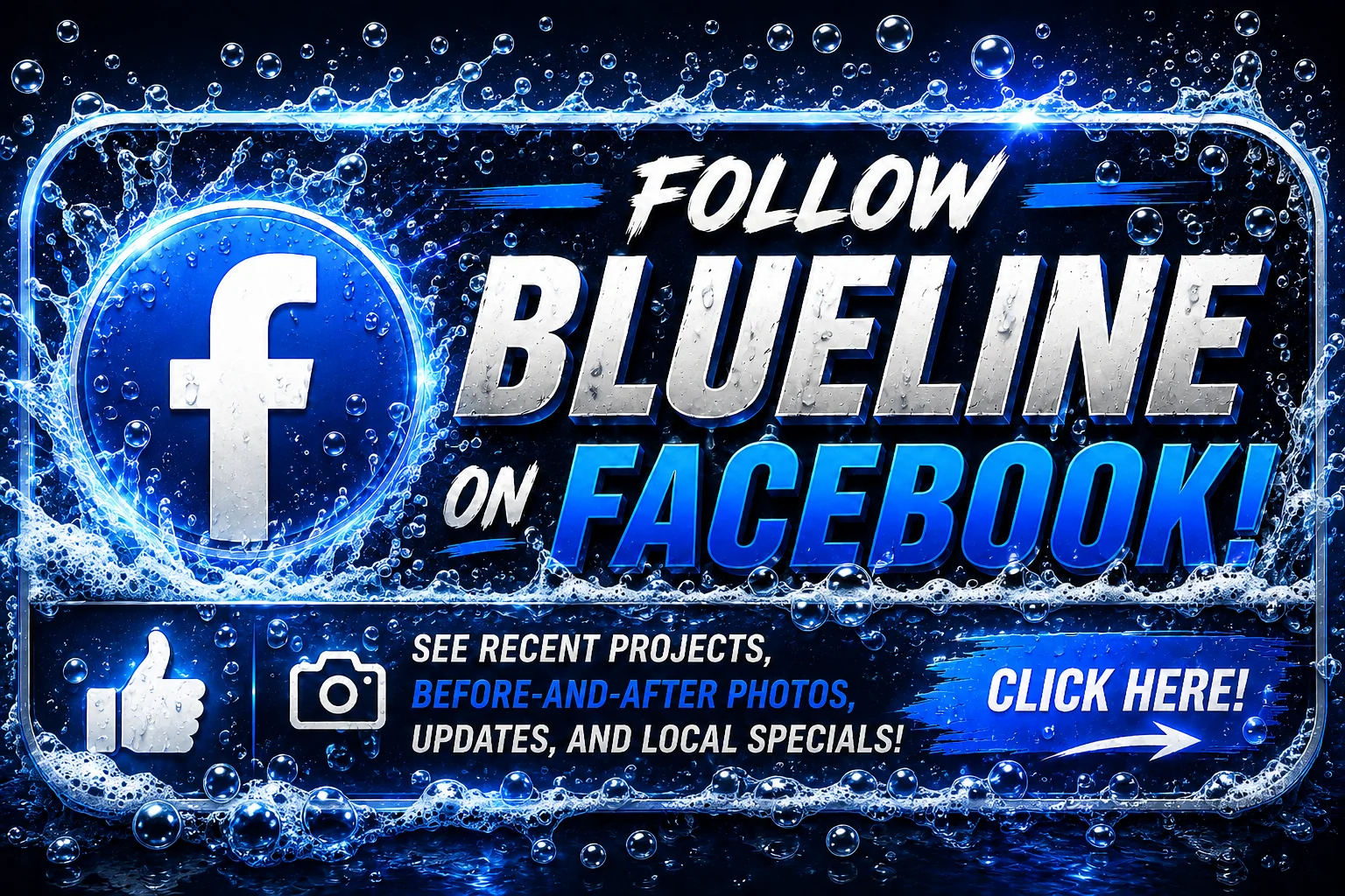 Follow BlueLine Services on Facebook for recent projects, before-and-after photos, updates, and local specials